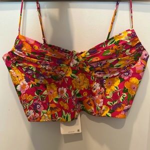 Zara Top | Floral Print Crop top wire smocked size L